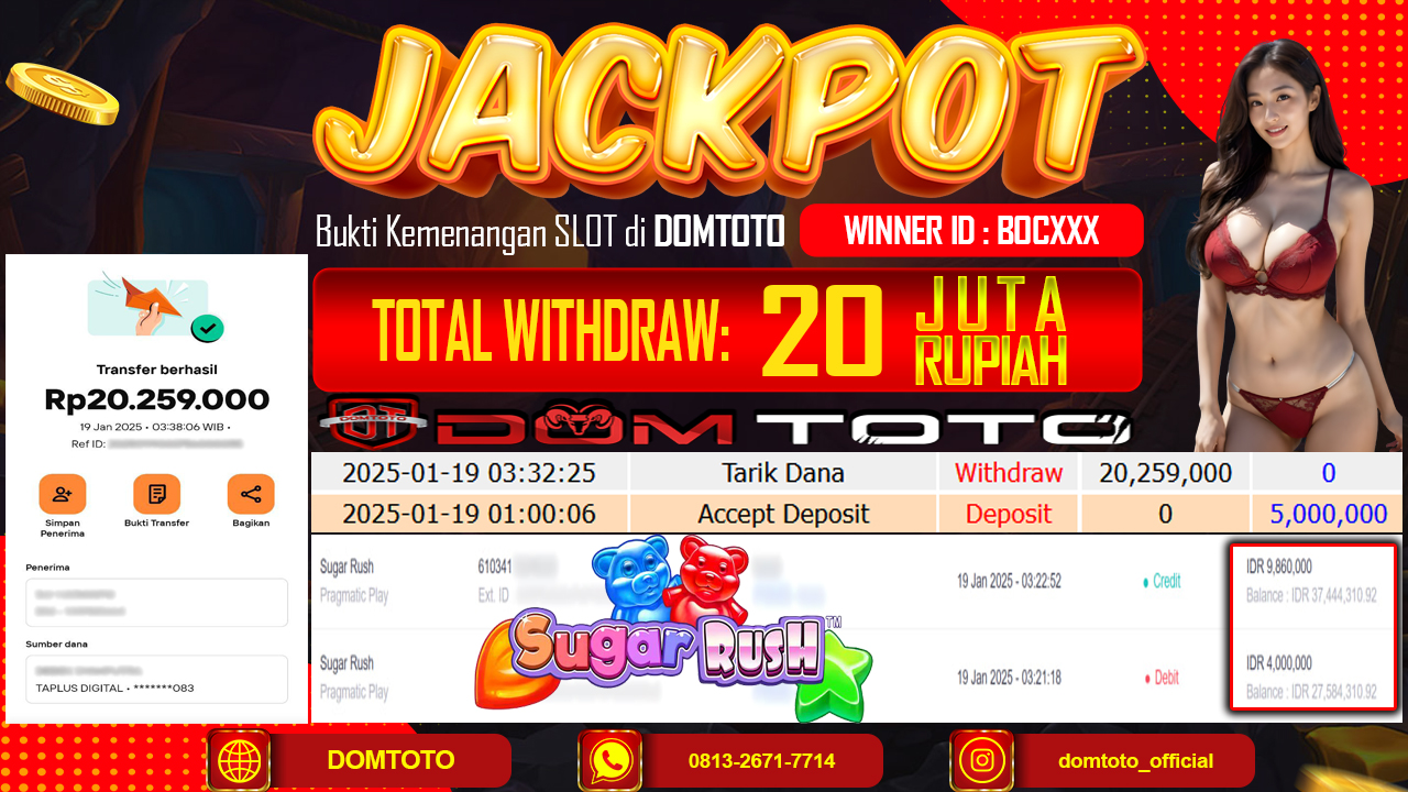 JACKPOT SLOT SUGAR RUSH 19 JANUARI 2025